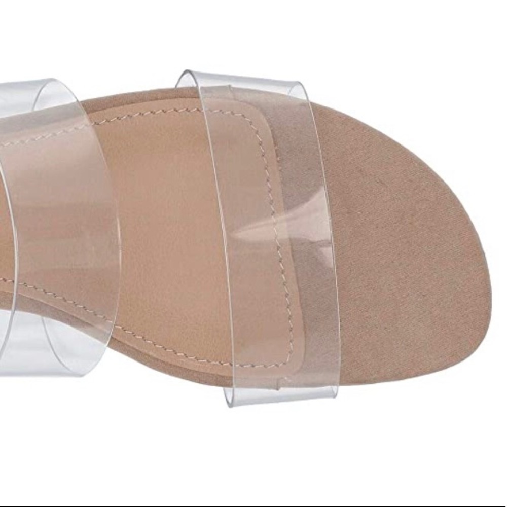 STEVE MADDEN Clear Double Straps Slip On Sandals